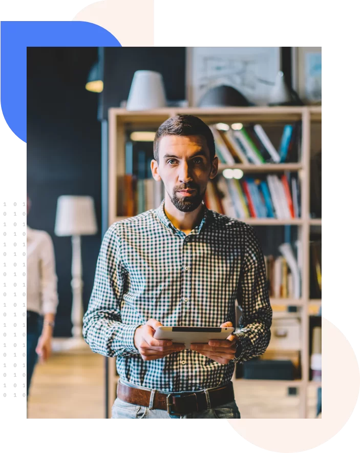 A man holding a tablet